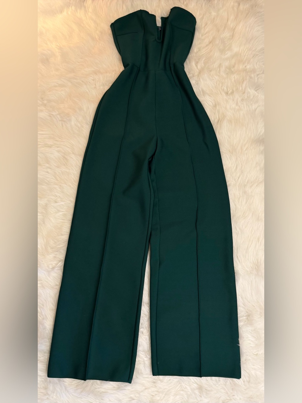 Fashion Nova Emerald Green Strapless Wide Leg Jumpsuit Size S - Picture 2 of 14
